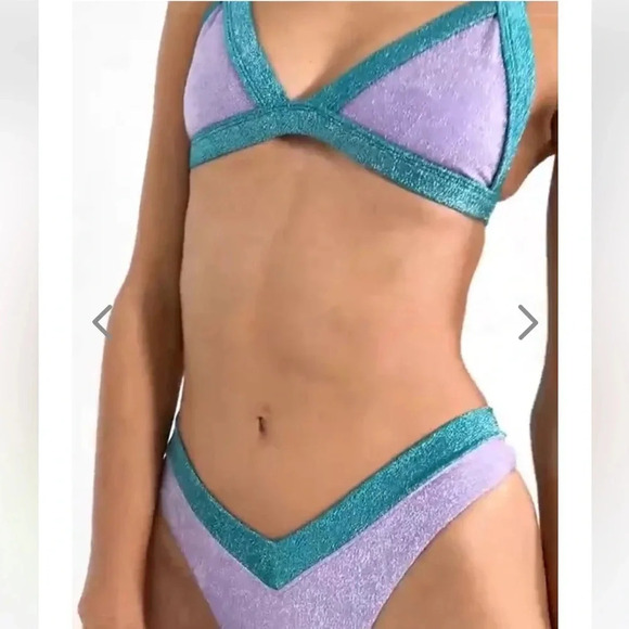 NWT OneOne Swimwear Bikini SET Jena Sims Collab Turks Purple Blue Shimmer New - Picture 5 of 10